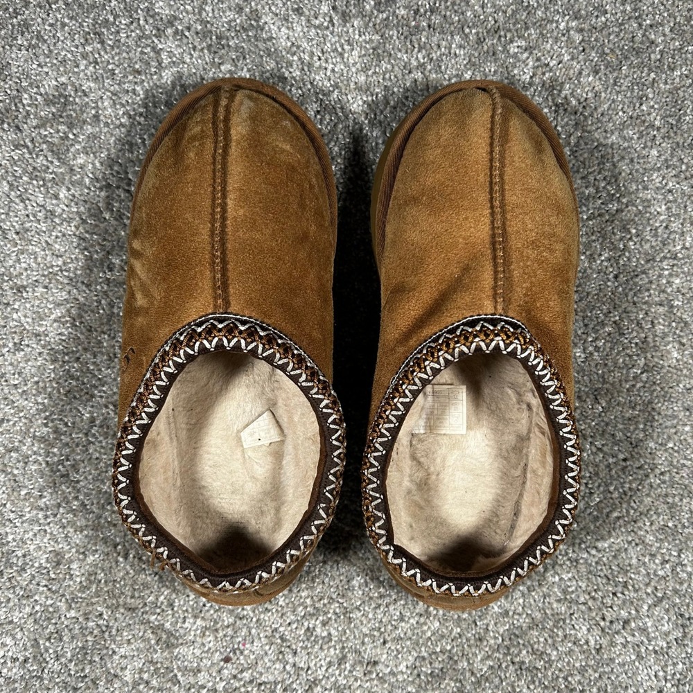UGG Tasman Suede Slippers Chestnut Brown Embroidered Braid 5955 Womens 8 - Picture 5 of 7